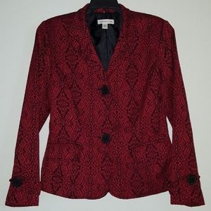 Coldwater Creek Red & Black Jacquard Blazer, Sz. 8
